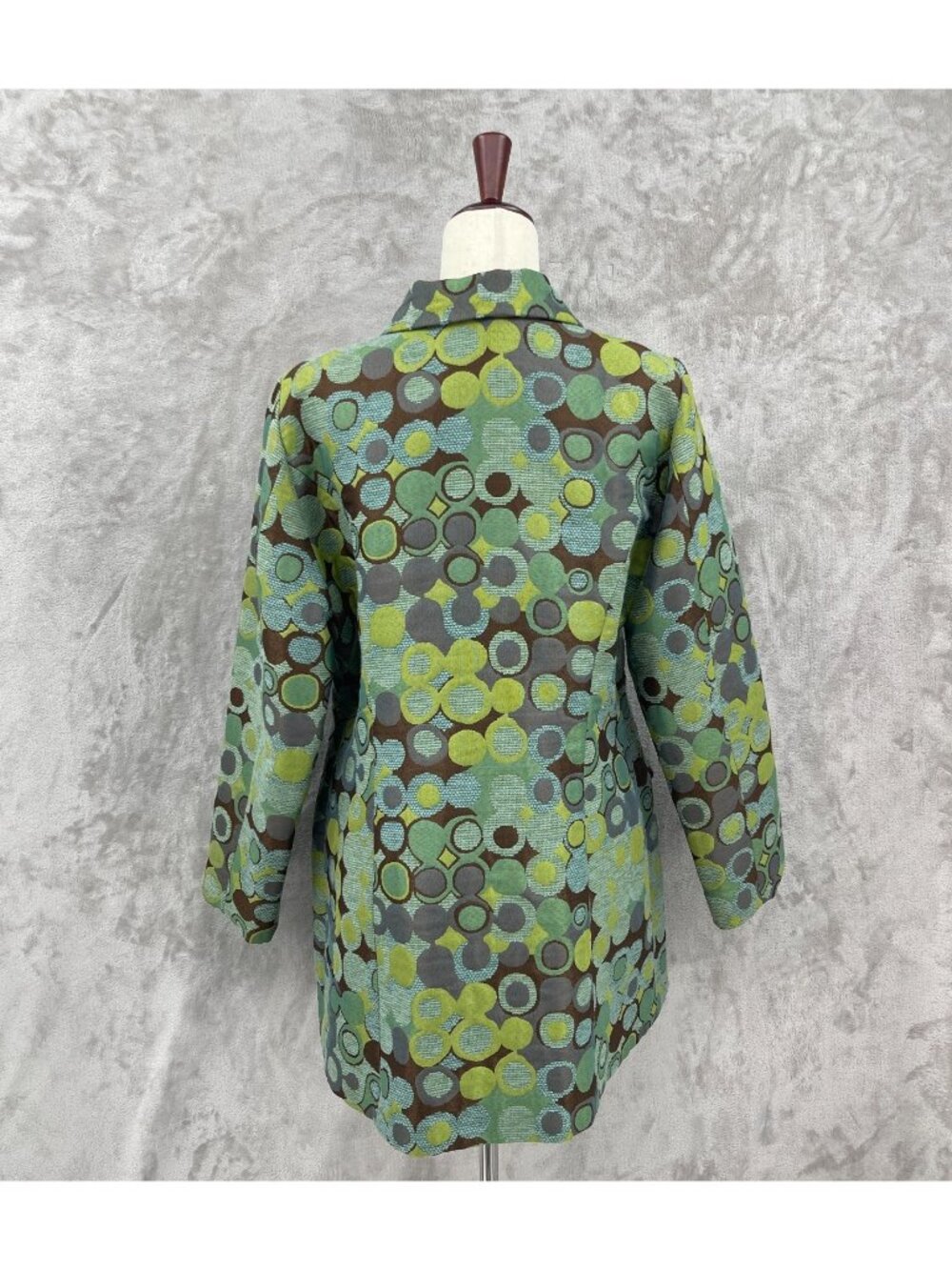 bentley a. Vintage Y2K Green Brown Geometric Brocade Coat USA Made - Picture 6 of 16